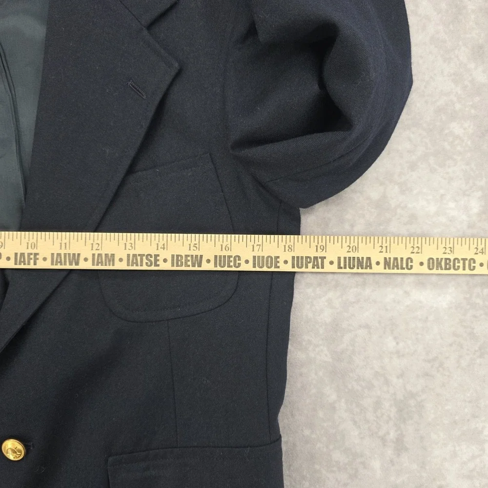 VTG Polo Ralph Lauren Navy Blue Blazer Gold Crest Buttons Made In USA Wool